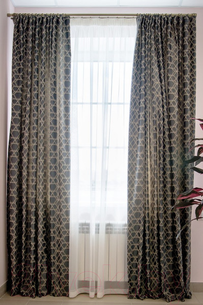 Изображение товара Комплект штор Decoretto Урбан графит УГ-K8 (200x260, графит с рисунком)