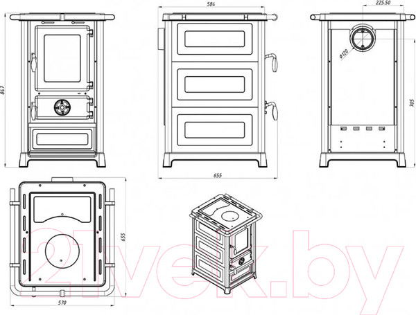 Изображение товара Печь отопительно-варочная MBS Olymp Plus L (кремовый)