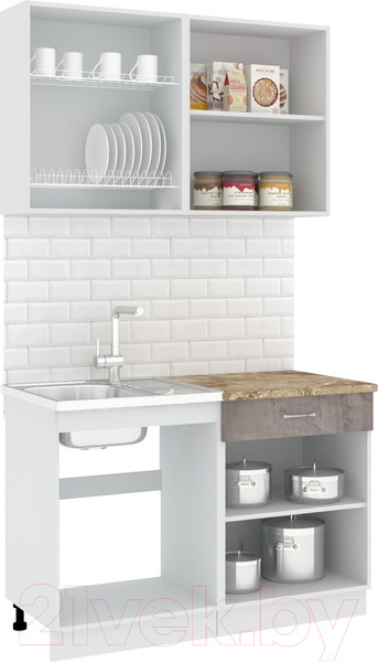 Изображение товара Кухонный гарнитур Кортекс-мебель Корнелия Лира-лайт 1.2м (капучино/оникс/мадрид)