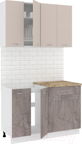 Изображение товара Кухонный гарнитур Кортекс-мебель Корнелия Лира-лайт 1.2м (капучино/оникс/мадрид)