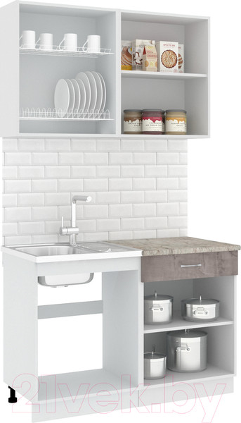 Изображение товара Кухонный гарнитур Кортекс-мебель Корнелия Лира-лайт 1.2м (капучино/оникс/марсель)