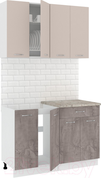 Изображение товара Кухонный гарнитур Кортекс-мебель Корнелия Лира-лайт 1.2м (капучино/оникс/марсель)