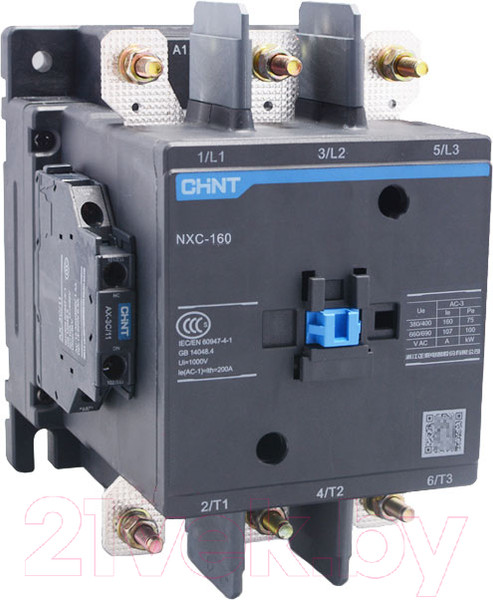 Изображение товара Контактор Chint NXC-160 160A 220В/АС3 2НО+2НЗ 50Гц R / 836515