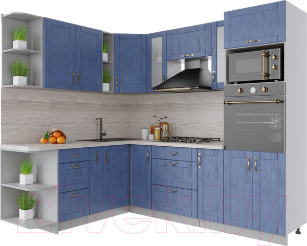 Изображение товара Кухонный гарнитур Интерлиния Мила Крафт 1.88x2.4 левая (дуб лазурный)