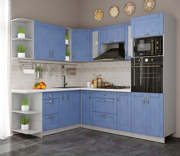 Изображение товара Кухонный гарнитур Интерлиния Мила Крафт 1.88x2.4 левая (дуб лазурный)