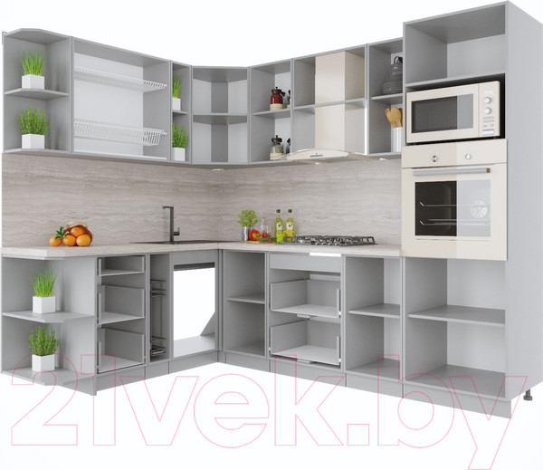 Изображение товара Кухонный гарнитур Интерлиния Мила Крафт 1.88x2.6 левая (дуб лазурный)