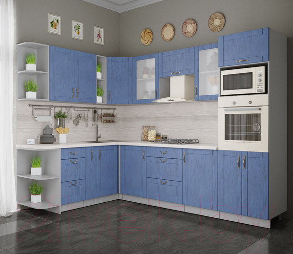 Изображение товара Кухонный гарнитур Интерлиния Мила Крафт 1.88x2.8 левая (дуб лазурный)