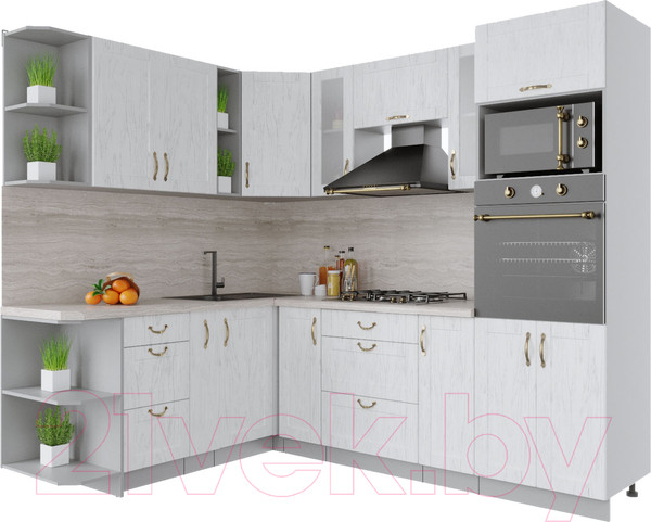 Изображение товара Кухонный гарнитур Интерлиния Мила Крафт 1.88x2.4 левая (дуб полярный)