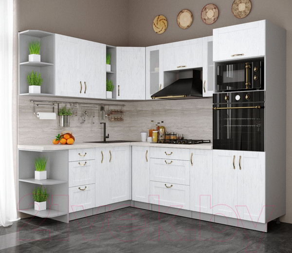 Изображение товара Кухонный гарнитур Интерлиния Мила Крафт 1.88x2.4 левая (дуб полярный)