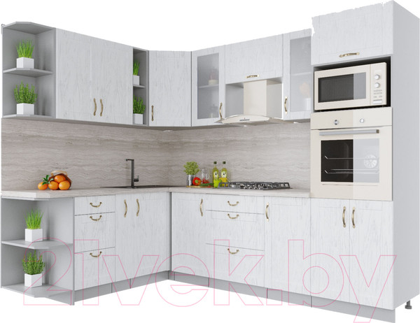 Изображение товара Кухонный гарнитур Интерлиния Мила Крафт 1.88x2.6 левая (дуб полярный)