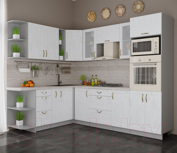 Изображение товара Кухонный гарнитур Интерлиния Мила Крафт 1.88x2.6 левая (дуб полярный)