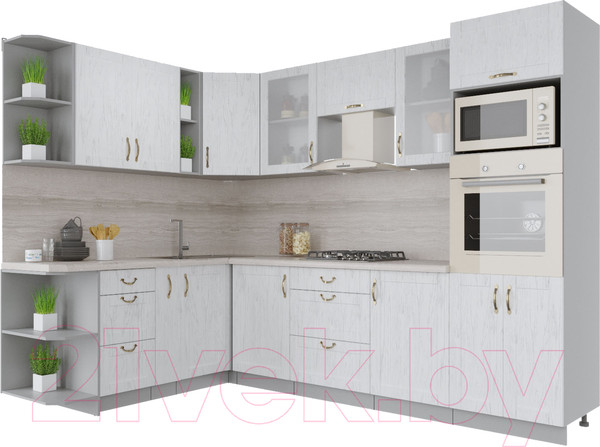 Изображение товара Кухонный гарнитур Интерлиния Мила Крафт 1.88x2.8 левая (дуб полярный)