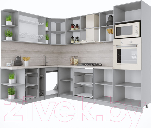 Изображение товара Кухонный гарнитур Интерлиния Мила Крафт 1.88x2.8 левая (дуб полярный)