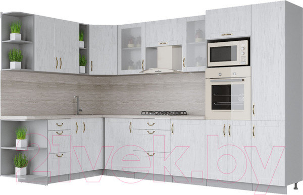 Изображение товара Кухонный гарнитур Интерлиния Мила Крафт 1.88x3.2 левая (дуб полярный)