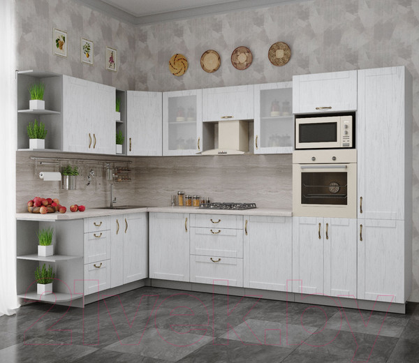 Изображение товара Кухонный гарнитур Интерлиния Мила Крафт 1.88x3.2 левая (дуб полярный)