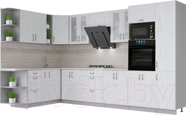 Изображение товара Кухонный гарнитур Интерлиния Мила Крафт 1.88x3.4 левая (дуб полярный)