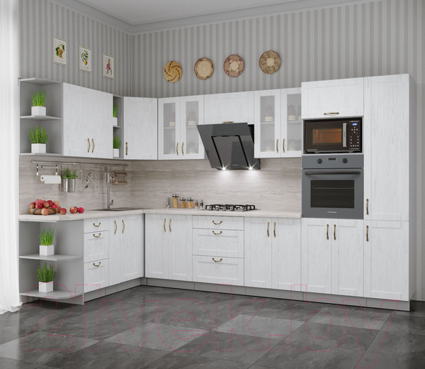 Изображение товара Кухонный гарнитур Интерлиния Мила Крафт 1.88x3.4 левая (дуб полярный)