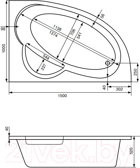 Изображение товара Ванна акриловая Santek Шри-Ланка 150x100 R (1WH302395)