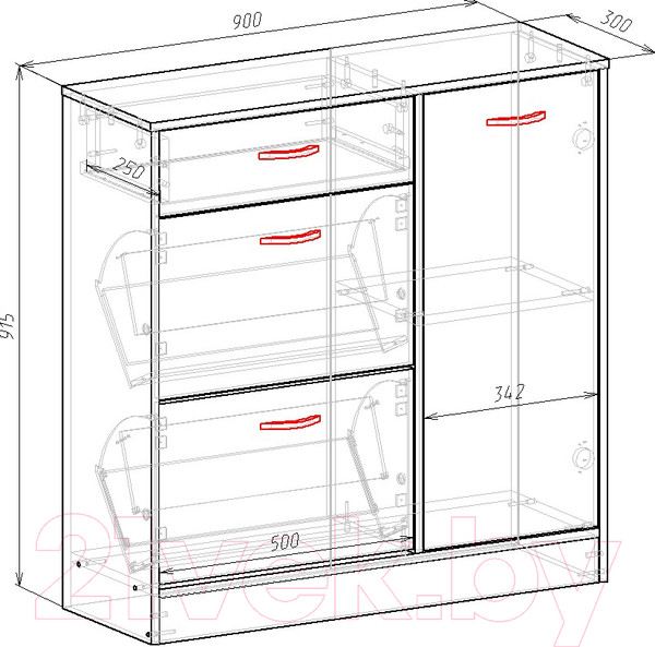 Изображение товара Тумба в прихожую Мебель-Класс Порто-6 (венге/ясень шимо светлый)