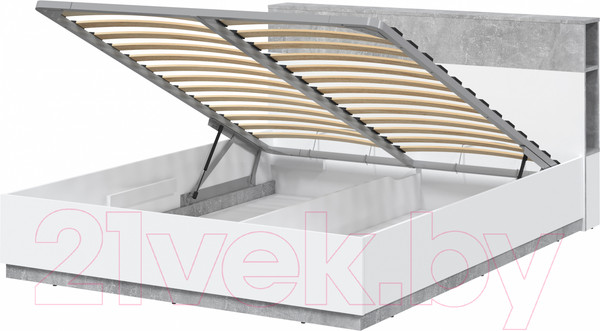 Изображение товара Комплект мебели для спальни Интерлиния Quartz-15 с ПМ (белый платинум/бетон)