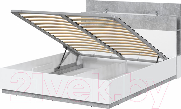 Изображение товара Комплект мебели для спальни Интерлиния Quartz-15 с ПМ (белый платинум/бетон)