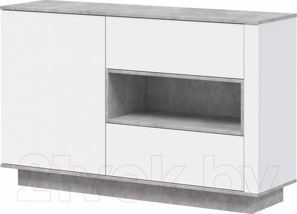 Изображение товара Комплект мебели для спальни Интерлиния Quartz-15 с ПМ (белый платинум/бетон)