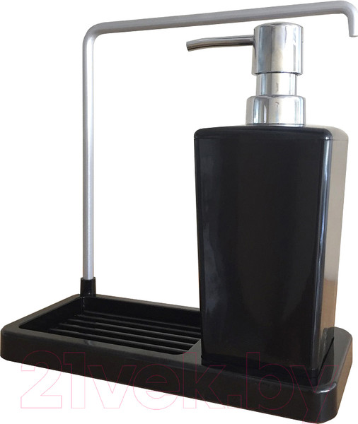 Изображение товара Дозатор моющего средства с подставкой для губки Primanova Luna M-E56-06 (черный)