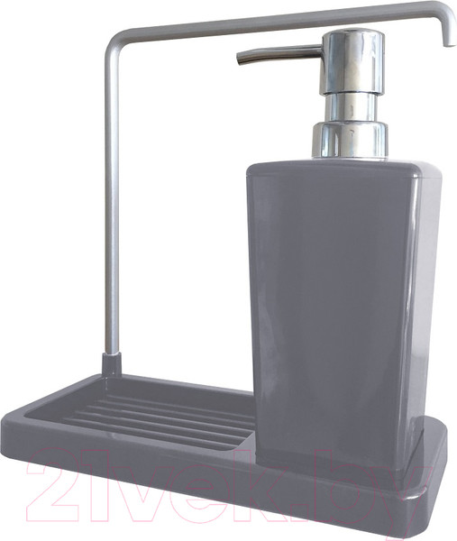 Изображение товара Дозатор моющего средства с подставкой для губки Primanova Luna M-E56-07 (серый)