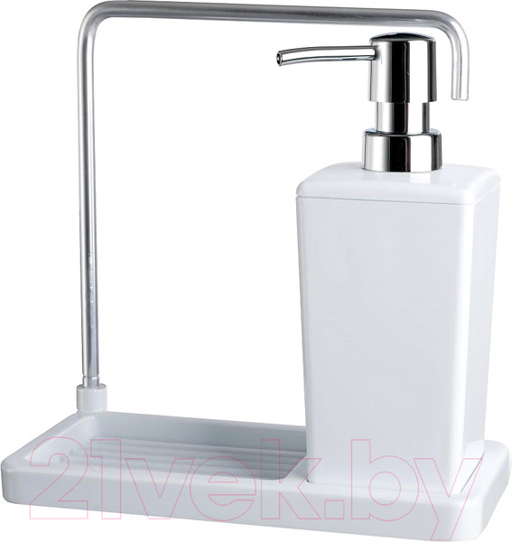 Изображение товара Дозатор моющего средства с подставкой для губки Primanova Luna M-E56-01 (белый)
