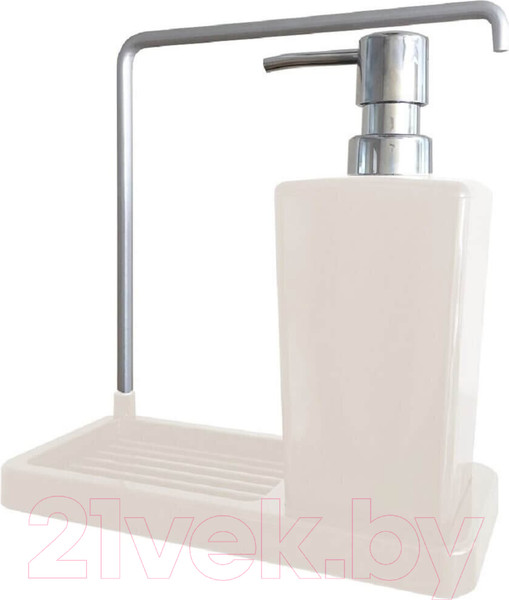 Изображение товара Дозатор моющего средства с подставкой для губки Primanova Luna M-E56-09 (бежевый)