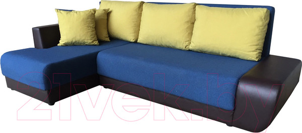 Изображение товара Диван угловой Асмана Олимп-1 правый (кватро 23-13/кожзам коричневый)