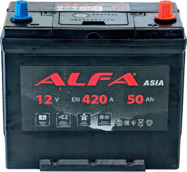 Изображение товара Автомобильный аккумулятор ALFA battery Asia JR 420A (50 А/ч)