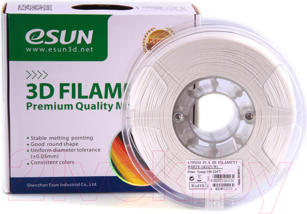 Изображение товара Пластик для 3D-печати eSUN PLA / т0026334 (3мм, 3кг, белый)