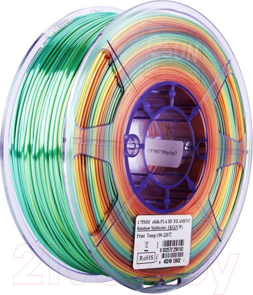 Изображение товара Пластик для 3D-печати eSUN eSilk-PLA / т0033347 (1.75мм, 1кг, радужный)