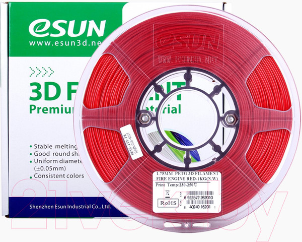 Изображение товара Пластик для 3D-печати eSUN PETG / т0030933 (1.75мм, 1кг, Fire Engine Red)