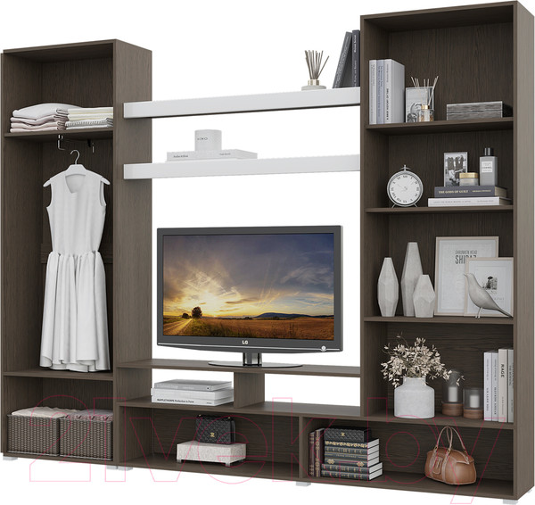 Изображение товара Стенка Горизонт Мебель Альфа (венге/белый глянец)