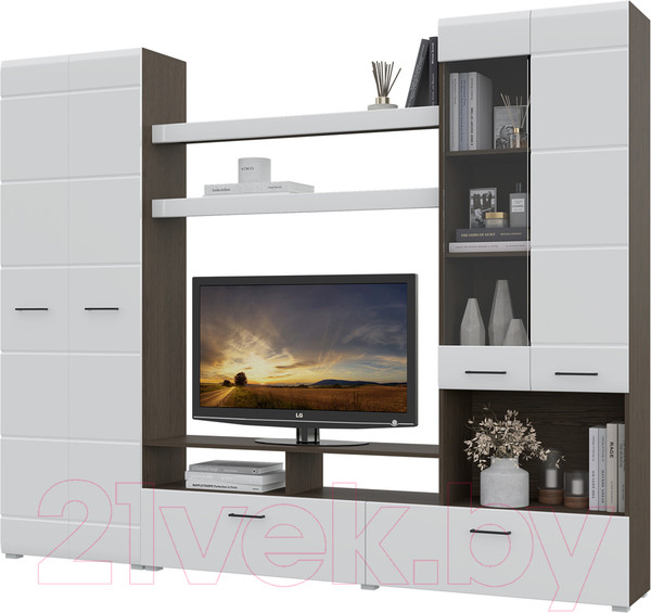 Изображение товара Стенка Горизонт Мебель Альфа (венге/белый глянец)