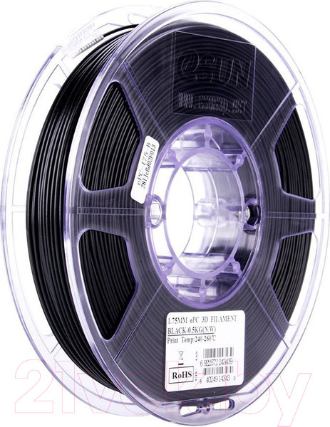 Изображение товара Пластик для 3D-печати eSUN ePC / т0030730 (1.75мм, 500г, черный)