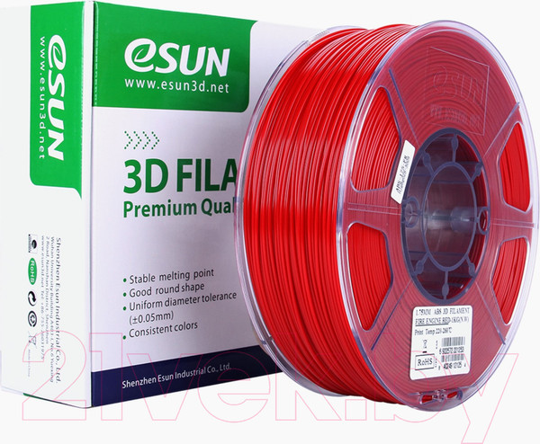 Изображение товара Пластик для 3D-печати eSUN ABS + / т0034052 (1.75мм, 1кг, Fire Engine Red)