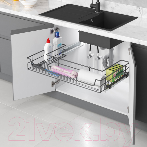 Изображение товара Корзина выдвижная Starax S-2353-A 80 (крепление на фасаде, антрацит)