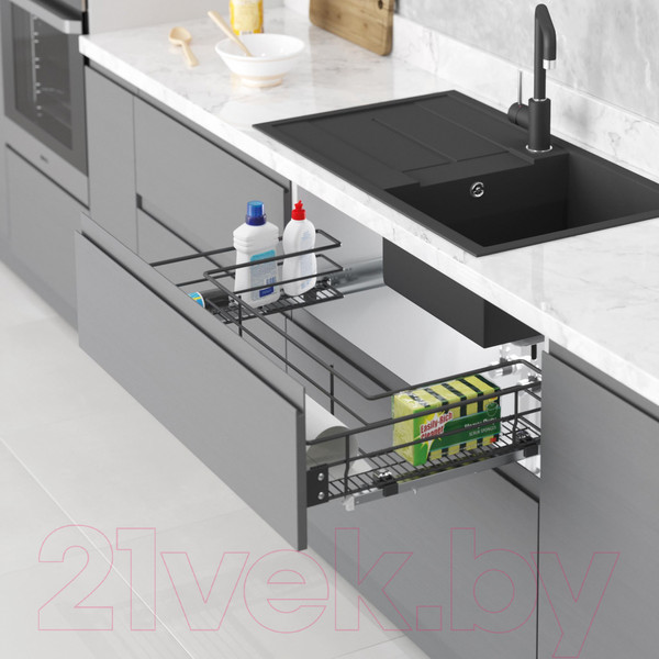 Изображение товара Корзина выдвижная Starax S-2354-A 90 (крепление на фасаде, антрацит)
