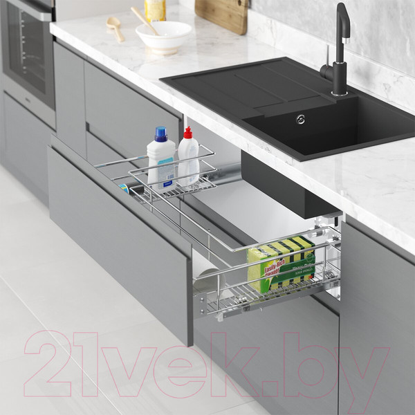 Изображение товара Корзина выдвижная Starax S-2353-C 80 (крепление на фасаде, хром)