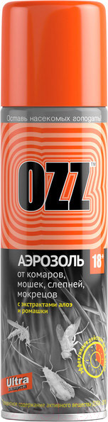 Изображение товара Аэрозоль от насекомых OZZ Ultra 18 от комаров, мошек, слепней, мокрецов (150мл)