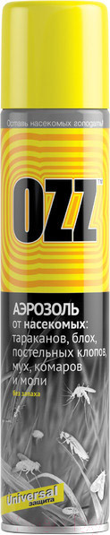 Изображение товара Аэрозоль от насекомых OZZ Universal тараканов, блох, постельных клопов, мух, комаров, моли (200мл)