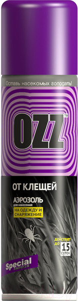 Изображение товара Аэрозоль от насекомых OZZ Special от клещей (150мл)