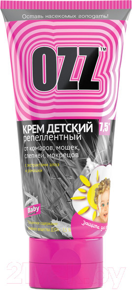 Изображение товара Крем от насекомых OZZ Baby 7.5 Репеллентный Алоэ и ромашка (50мл)