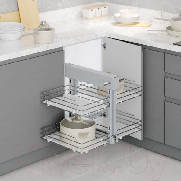 Изображение товара Корзина выкатная Starax Волшебный уголок выдвижной / S-3067-C (левое выдвижение, хром)