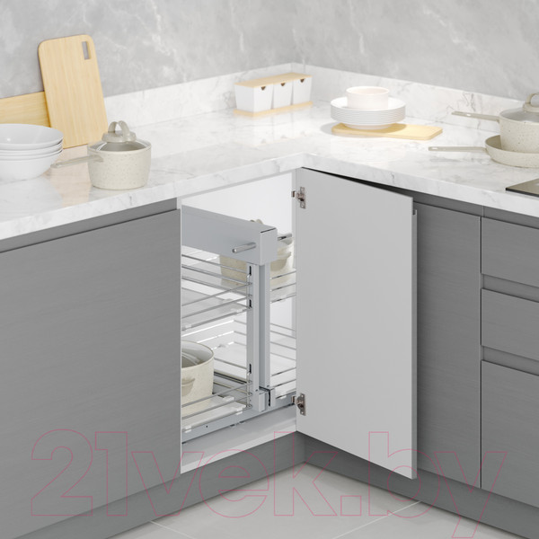 Изображение товара Корзина выкатная Starax Волшебный уголок выдвижной / S-3067-C (левое выдвижение, хром)