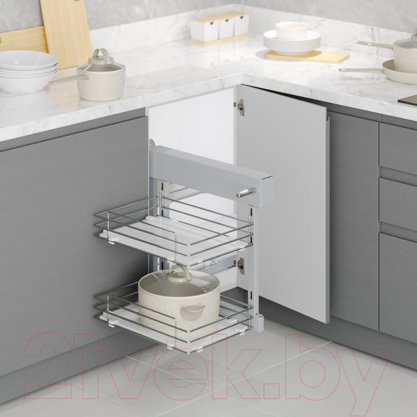 Изображение товара Корзина выкатная Starax Волшебный уголок выдвижной / S-3068-C (правое выдвижение, хром)