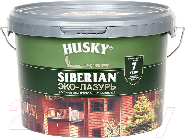 Изображение товара Лазурь для древесины Husky Siberian Эко-Лазурь Полуматовая (2.5л, бесцветный)